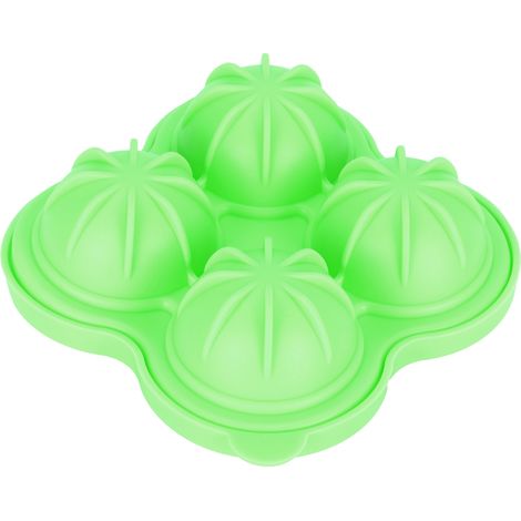 Moule à Boules de Glace en Silicone - Bac à Glaçons 4 Boules pour Cuisine - Vert (1/5)