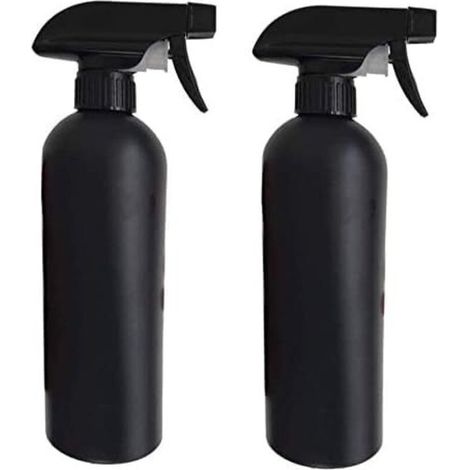 Flacons pulvérisateurs en plastique (idéaux pour les soins capillaires, la brumisation des plantes et le nettoyage) — 500 ml, Noir, Lot de 2