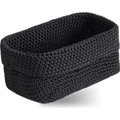 Panier de rangement tressé à la main JeiibrZui - Noir - 21 x 15,5 x 13 cm - 1 pièce - Panier en fil de fer motif fraise pour salle de bain, salon ou chambre d'enfant (1/5)