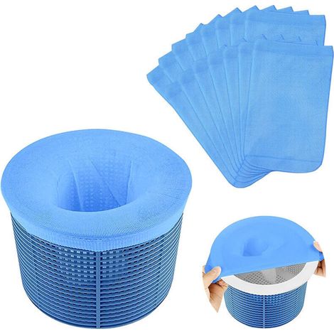 20pcs Chaussettes de Skimmer pour Piscine, Chaussette Filtre Piscine Filtre Skimmer Piscine,Bleu Pool Skimmer Socks, Chaussettes d'écumeur de Piscine en Maille Ultra Fine (1/5)