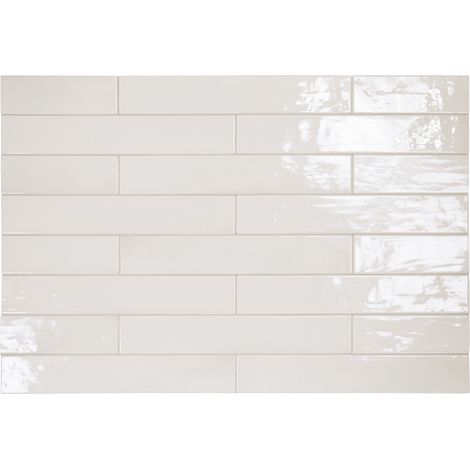 Faïence Effet Zellige Blanc MANACOR 6,5x40 white (1m²) - Les Carreaux de Jean