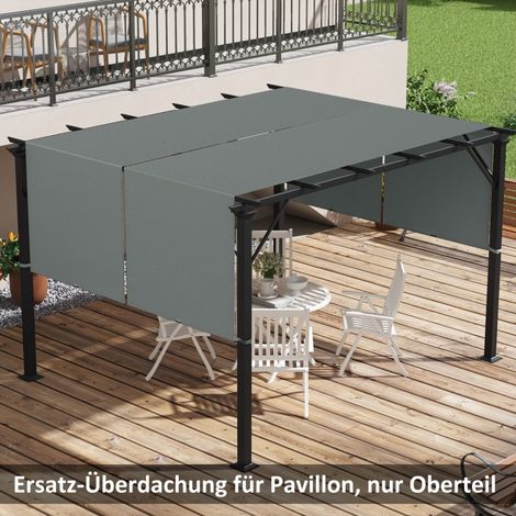Voile d'ombrage anti-UV gris foncé 3x3 m, toit de rechange pour pergola, abri de terrasse pour pavillon.