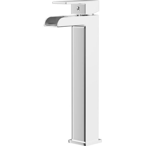 Wholesale Domestic Cubix Polished Chrome Waterfall High Rise Basin Mixer Tap (1/5)