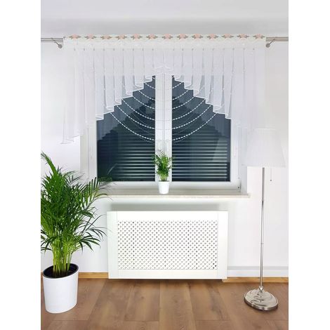 Rideaux prêts à poser en dentelle guipure et perles, rideaux de cuisine, rideaux de salon (1/5)
