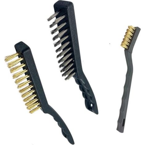 Spazzole In Acciaio Set 3 Spazzole Raschietti Per Metallo Rame Ferro Ottone07056