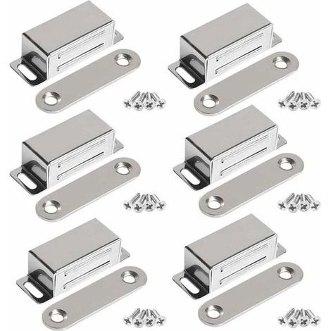 Imanes para puertas de muebles, fuerza de tracción de 10 kg, acero inoxidable - juego de 6