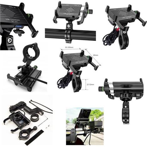 SUPPORTO PER TELEFONO DA MOTO BIKETEC CON CARICABATTERIE USB 3.0 PER MONTAGGIO SU MANUBRIO O SPECCHIETTO TIPO: R10-METALLO USB QC