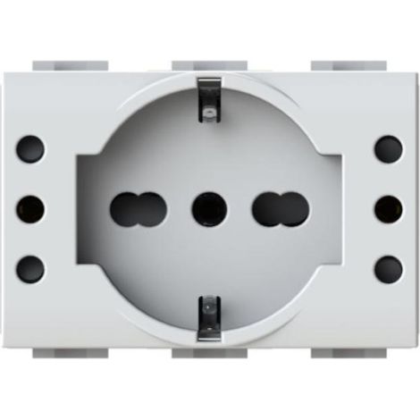 Toma schuko 4box p503 y dos tomas bticino livinglight tech 10a - 4bp503.n