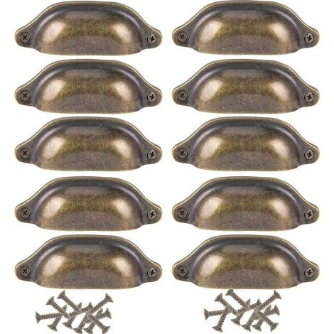 Poignée Bouton Porte Décoration pour Meuble Tiroir Antique 98mm lot de 10 Laiton (1/5)