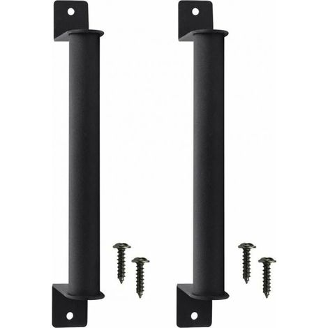 2 Pcs Poignée de Porte de Grange en Acier Carbone Durable Porte Style Grange Rétro Poignée de Porte Coulissante Anti-corrosion avec Vis pour Portes de Grange Coulissantes Placard - Noir (1/5)