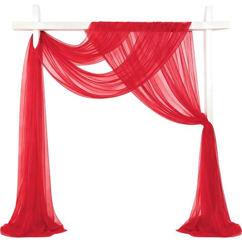 Voile D'Arc De Mariage 81 cm x 10 m Voile Mousseline Rouge Clair Pour Mariage, Pour Décoration D'Anniversaire Rideaux D'Arche De Cérémonie (1/5)