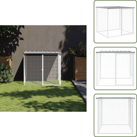 The Living Store Jaula gallinas y toldo acero galvanizado gris claro 103x98x90cm - Gallinero con techo