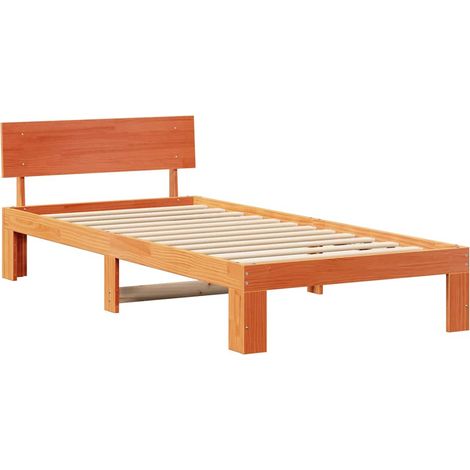 Lit simple，Lit adulte，Cadre de lit Marron 90 x 190 cm Bois de pin massif CFW2355160 (1/5)