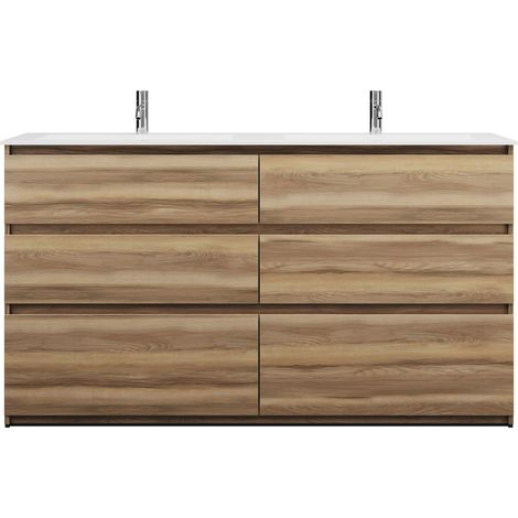 burgbad Lin20 Lavabo bajo para lavabo doble blanco mate con