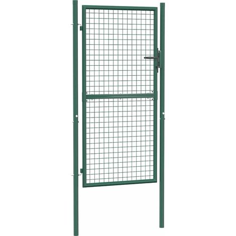 vidaXL Puerta de valla de acero 100 x 175 cm verde (1/2)