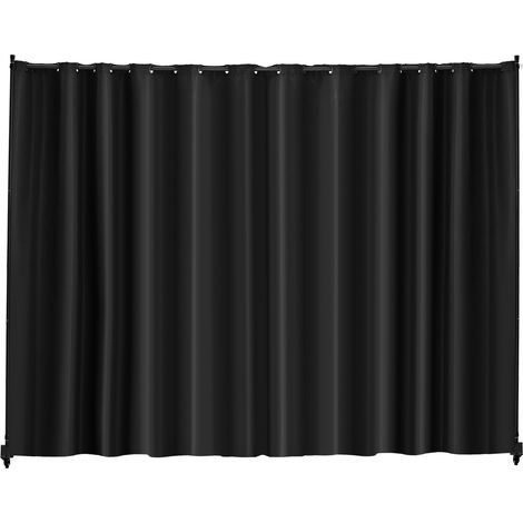 Cloison de séparation en tissu, séparateur de pièce portable avec roulettes, paravent de confidentialité autoportant intérieur pour bureau, chambre, salle à manger, maison, 308,5x245,5 cm, noir (1/5)