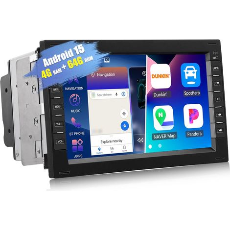 4+64G 15 autoradio avec Bluetooth 5.0, 7 Pouces 2 Din caméra de recul avec GPS WiFi DSP FM/RDS SWC et USB (1/5)