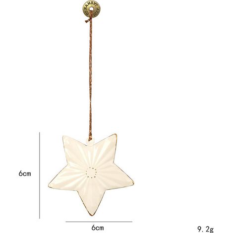 Décorations de sapin de Noël en métal, mini suspensions style nordique, ornements festifs en forme d’étoile blanche, accessoires décoratifs pour arbre de Noël, lot de 2 pièces (1/4)