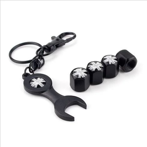 -14 bouchons de valve de pneu de voiture tendance, 1 clé, accessoires avec logo drapeau britannique, compatibles avec Mini Cooper, Mini One Coupé, Cabriolet et Clubman (1/5)