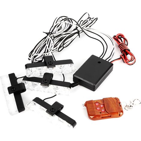 12V 24LED Barre Lumineuse Sans Fil Télécommande 4 Modes Clignotants Super Lumineux Lampe Décorative Stroboscopique (1/5)