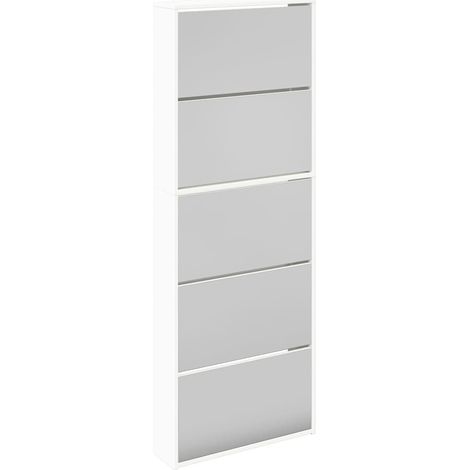 vidaXL Zapatero 5 cajones con espejo blanco 63x17x169,5 cm (1/2)