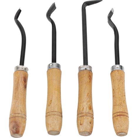 Juego de 4 cuchillos de jardín pequeños, portátiles, resistentes y afilados de acero para injertar árboles frutales. (1/5)