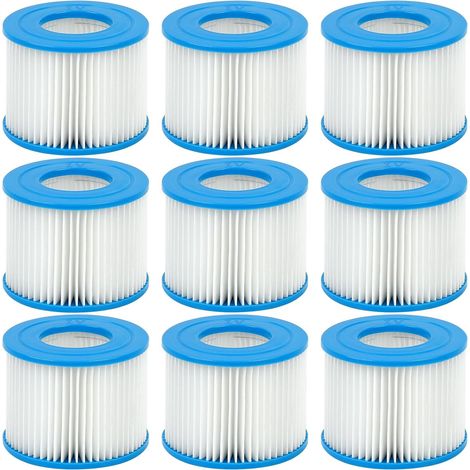 Lot de 9 filtres de spa type VI, compatible Bestway, Lay-Z-Spa, Intex, Coleman SaluSpa 90352E, piscines et bains à remous gonflables, lavable (1/5)