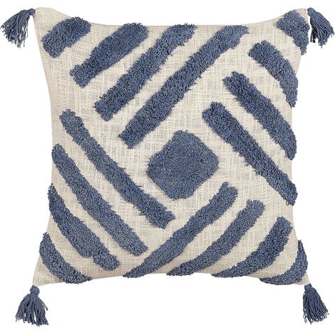Throw Cushion JACARANDA Cotton 45 x 45 cm Blue Geometric Pattern (1/5)
