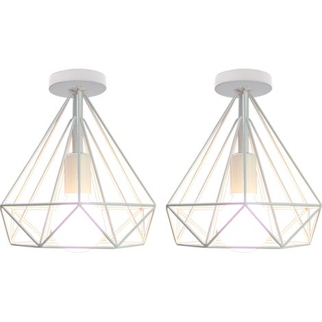 NORCKS Modern Ceiling Light 25CM Vintage Ceiling Light, Retro Indoor Ceiling Lamp For Home Office Restaurant Cafe (2PCS, White) (1/5)