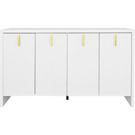 Buffet blanc moderne et minimaliste: la combinaison parfaite d’un espace de rangement flexible et d’un design élégant, buffet avec poignées dorées et séparateurs réglables (1/5)