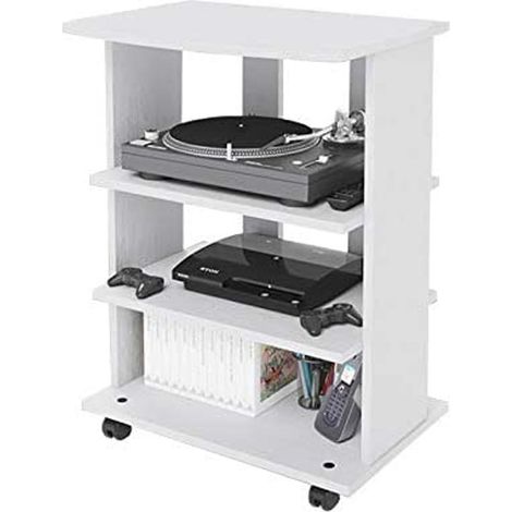 Carrello porta Tv Bianco Frassinato 3 ripiani Cm 60x45xH 81(ELIDE) (1/5)