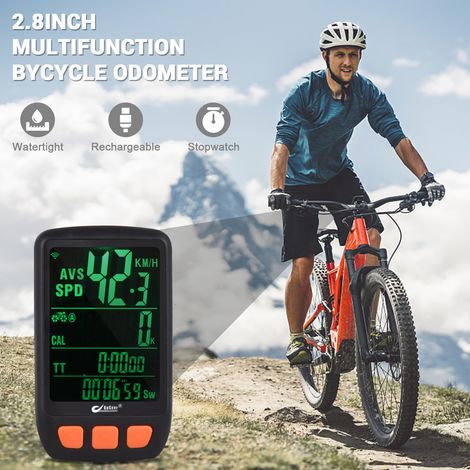 Compteur de vélo numérique sans fil, ordinateur de vélo, compteur de vitesse, odomètre avec batterie Rechargeable, rétro-éclairage, chronomètre (1/5)
