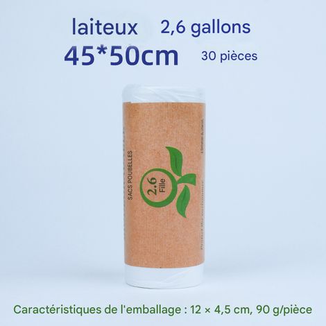 Sacs poubelle biodégradables en amidon de maïs, épais et résistants, 45 x 50 cm, écologiques, adaptés à la maison, la cuisine et le bureau - Blancs,Ingrédients : Fécule de maïs,30 pièces (1/5)