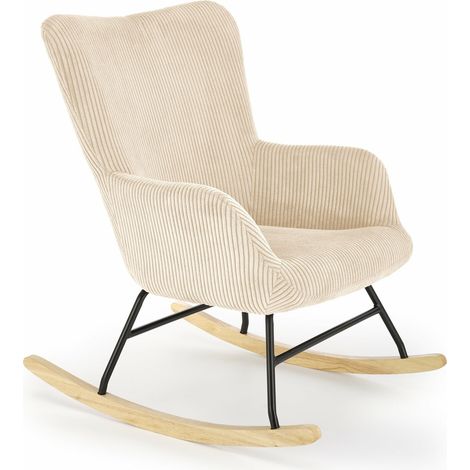 Mecedora Houston 1611, Beige, 98x72x88cm, Tapiz, De madera, Metal, Madera