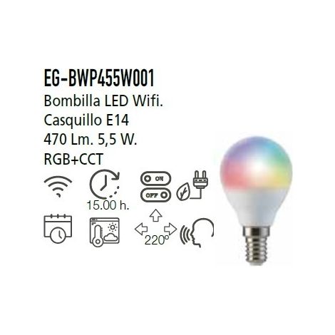 BOMBILLA WIFI P45 5W 470LM RGB+CCT ENERGEEKS EG-BWP455W001 (1/3)