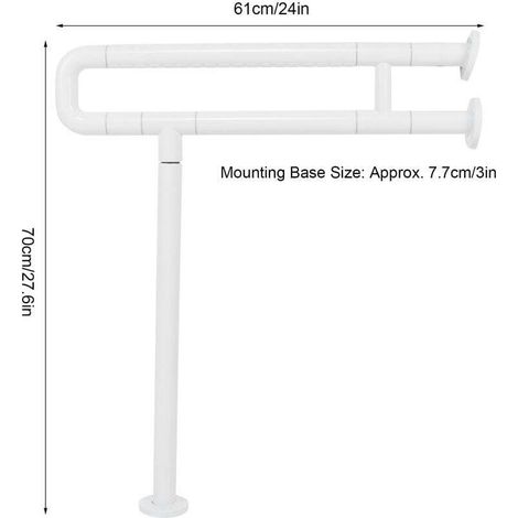 Maniglione di supporto pieghevole per WC da 70 cm, maniglione di supporto accessibile per WC, maniglione di sicurezza pieghevole, in acciaio inossidabile, per anziani e donne in gravidanza (1/3)