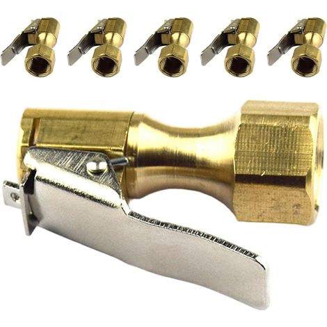 Set mit 6 Kupfer-Reifenfülldornen mit 1/4 NPT-Innengewinde, einfach zu bedienendem Verriegelungsclip und robuster Dichtung für Notfall-Reifenfüller (1/5)