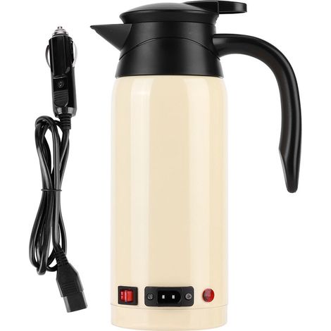 Jeffergarden Bouilloire électrique portative de grande capacité de 800 ml avec allume-cigare pour utilisation en voiture 12 V 24 V (Beige)-DOU