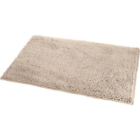 Tapis de bain en microfibre à poils longs, antidérapant, 40 x 60 cm, beige (1/5)