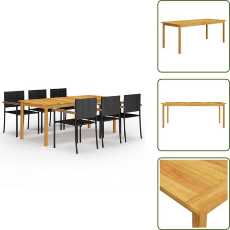 Mobili da giardino - vidaXL Set Mobili da Pranzo per Giardino 7 pz Nero - Tavolo in legno
