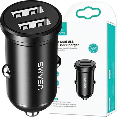 Usams Autoladegerät 2xUSB 2,4A Mini schwarz CC114TC01 (US-CC114) (1/5)