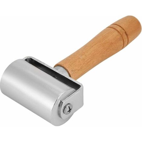 Wood Handle Leather Tray Tools Edge Press Metal Roller for Leather Glue Roller, 100mm, 60mm, 26mm, Silver Tone (60mm) (1/5)