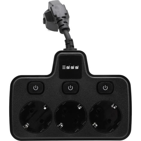 Prise de courant avec interrupteur indépendant, adaptateur multi-prises, 3 voies, 2 broches, prolongateur de prise de terre AC, noir (1/5)