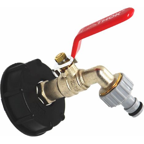 VURAHOME -Robinet Cuve 1000L Robinet Recuperat Eau De Pluie, Adaptat De Réservoir d'eau IBC 1/2 Double Robinet Recuperat Eau De Pluie,Robinet en Laiton Fabriqué en PP Filetage Gros 60 Mm (1pc) (1/5)