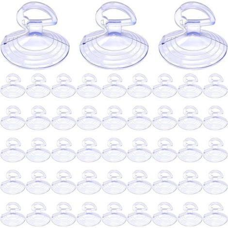 Lot de 48 ventouses - Ventouses pour vitres de voiture - Ventouses pour pare-soleil - Ventouses réutilisables - pour cuisine - salle de bain - transparentes - lot de 48