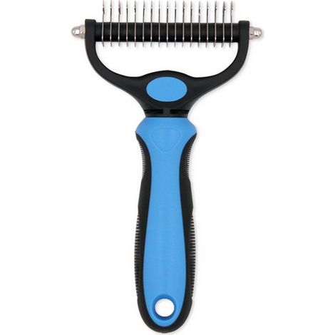 Bleu Brosse Chien et Chat Professionnel Brosse Chien Poil Long Toilettage du Chien Râteau Dents à Double Face Élimine Les Nœuds, Les Tapis et Les Cheveux Emmêlé