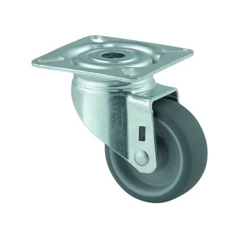 XEPHO Roue pivotante en caoutchouc Ø50 mm, 50 kg, palier lisse avec plaque, hauteur 69 mm, température de fonctionnement -20/+60 °C (1/2)