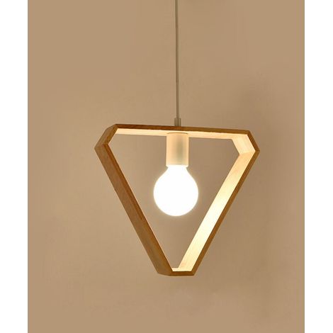 Suspensions Lumineuses E27 Créatives de Style Industriel en Bois, Plafonnier Moderne, Contemporain(Forme de triangle) (1/5)