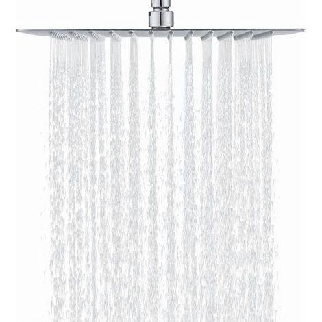 Quadratischer Duschkopf 12 Zoll/30 cm aus Edelstahl 304, wassersparender Regenduschkopf mit 144 Antikalk-Silikondüsen, 360° drehbarer Regenduschkopf-t-Chrom FLITI (1/4)