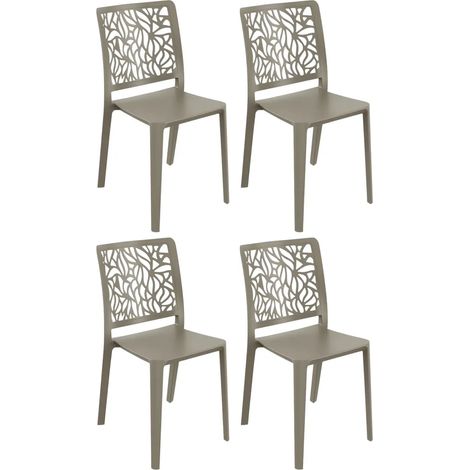 Set 4 Sedie da Pranzo Tortora in Polipropilene da Interno Esterno